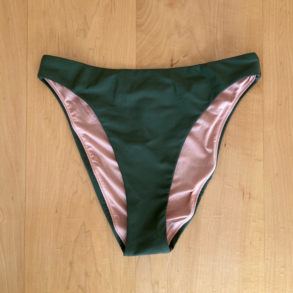 NWT J. Crew High-Rise Cheeky Bikini Bottom, Size S, Safari